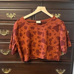 Curator SF Red and Burgundy Patterned Women's Top, Small